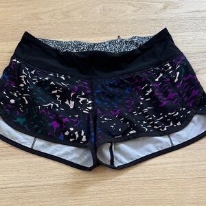 Lululemon Black and Purple Patterned Shorts